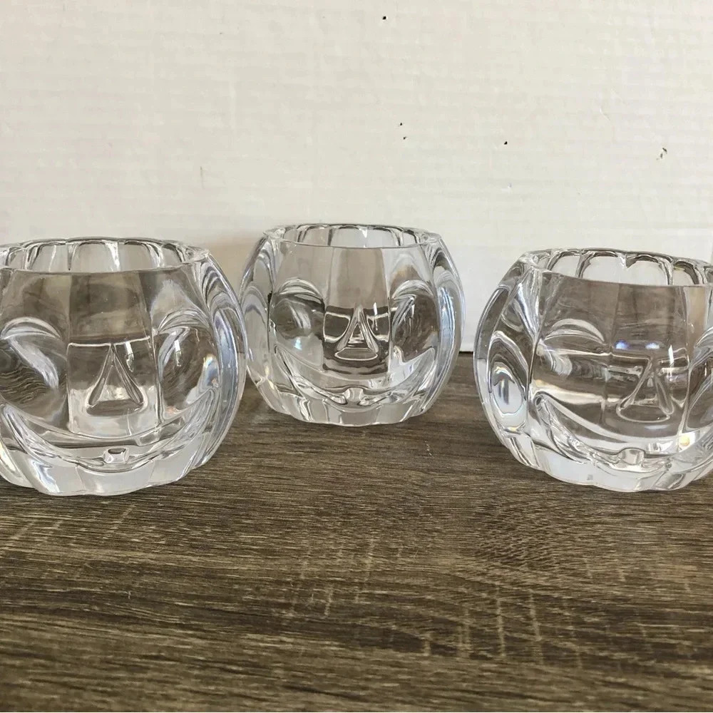 Vtg Glass Jack O’Lantern Candle Holders